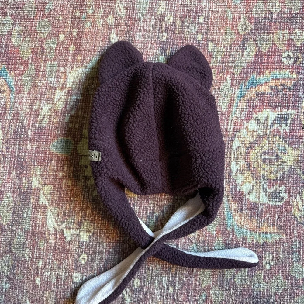 Columbia Baby OS Tiny Animal Purple Sherpa Fleece Earflap Hat with Ears